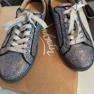 Christian Louboutin Flat Glitter Sneaker. Size 38.